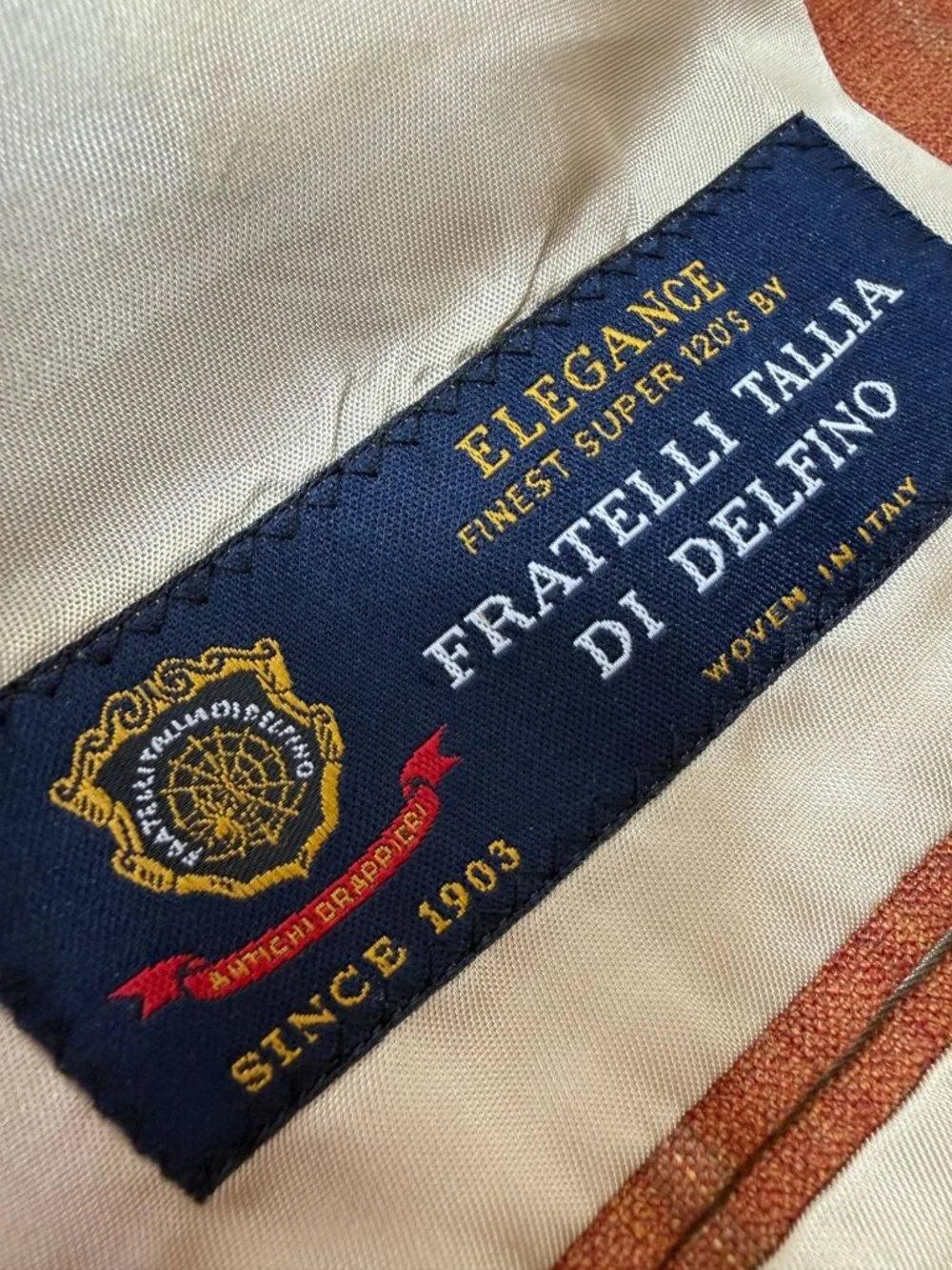 S. Cohen Blazer 42T Tall Orange Windowpane Fratelli Tallia di Delfino Sport Coat